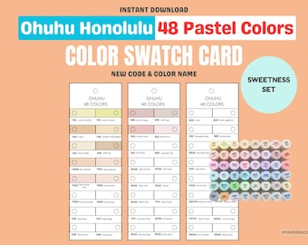Ohuhu Honolulu 48 pastellfärger Swatchkort | Sweetness Set Marker Tracker (digital nedladdning)