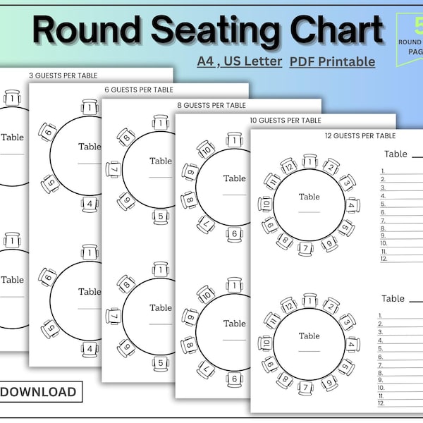 Round Seating Chart - Etsy Singapore