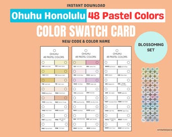 Ohuhu Honolulu 48 pastellfärger Swatch Card (Blossoming Set) (Digital nedladdning)