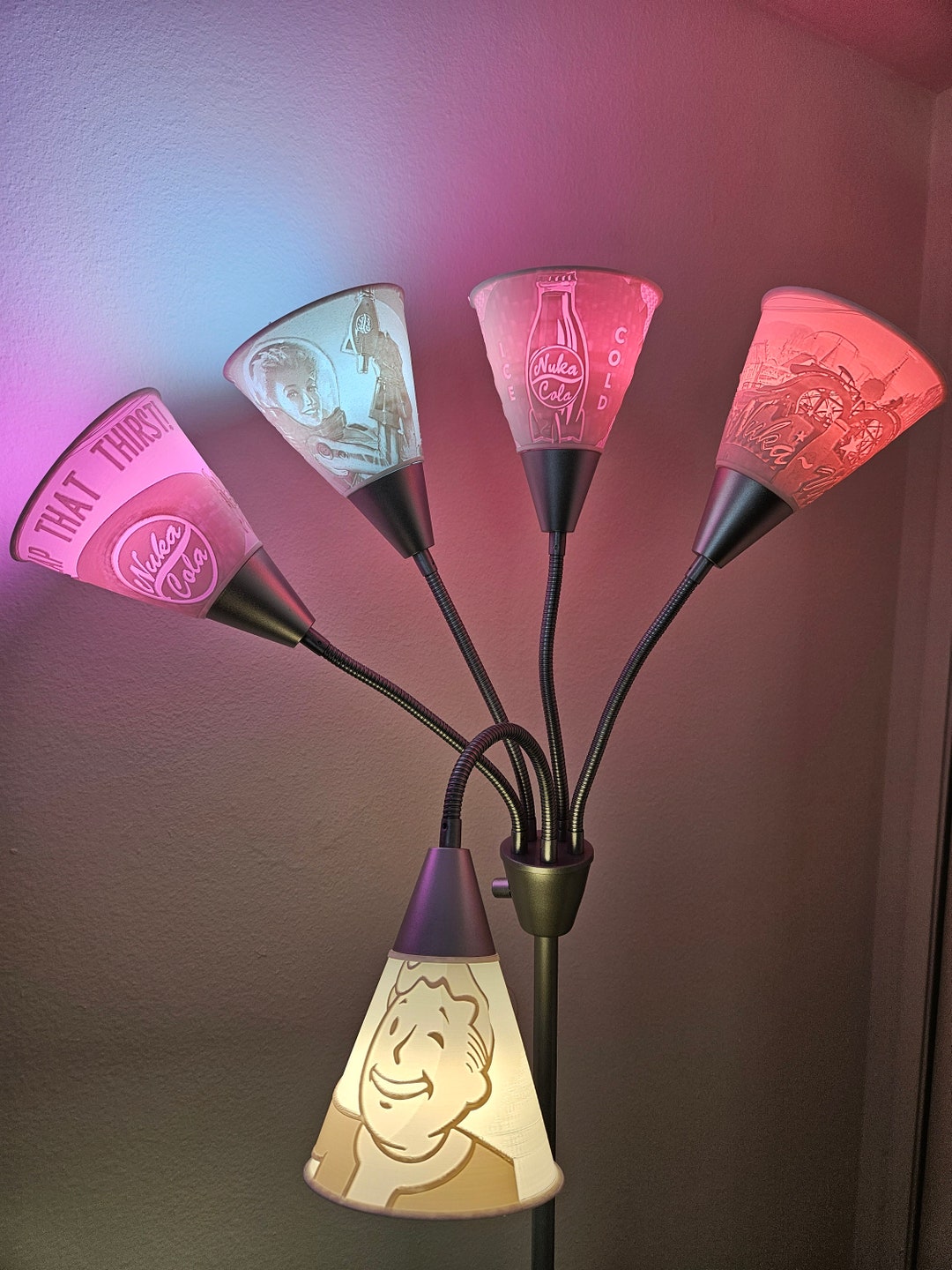 Fallout 4 Themed Lamp. Five Fixture Standing Floor Lamp. Nuka Cola