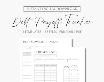 Debt tracker printables, printable financial tracker, payoff tracker, debt payoff, debt snowball, debt avalanche, credit card payoff