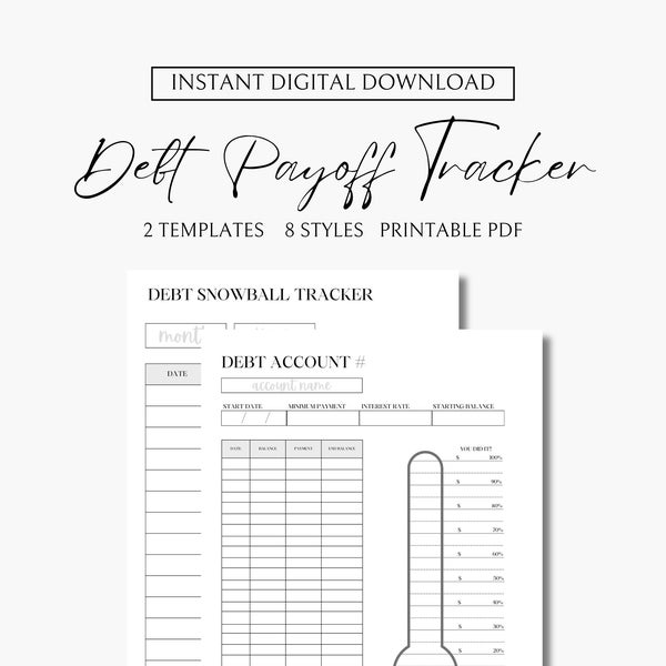 Debt tracker printables, printable financial tracker, payoff tracker, debt payoff, debt snowball, debt avalanche, credit card payoff