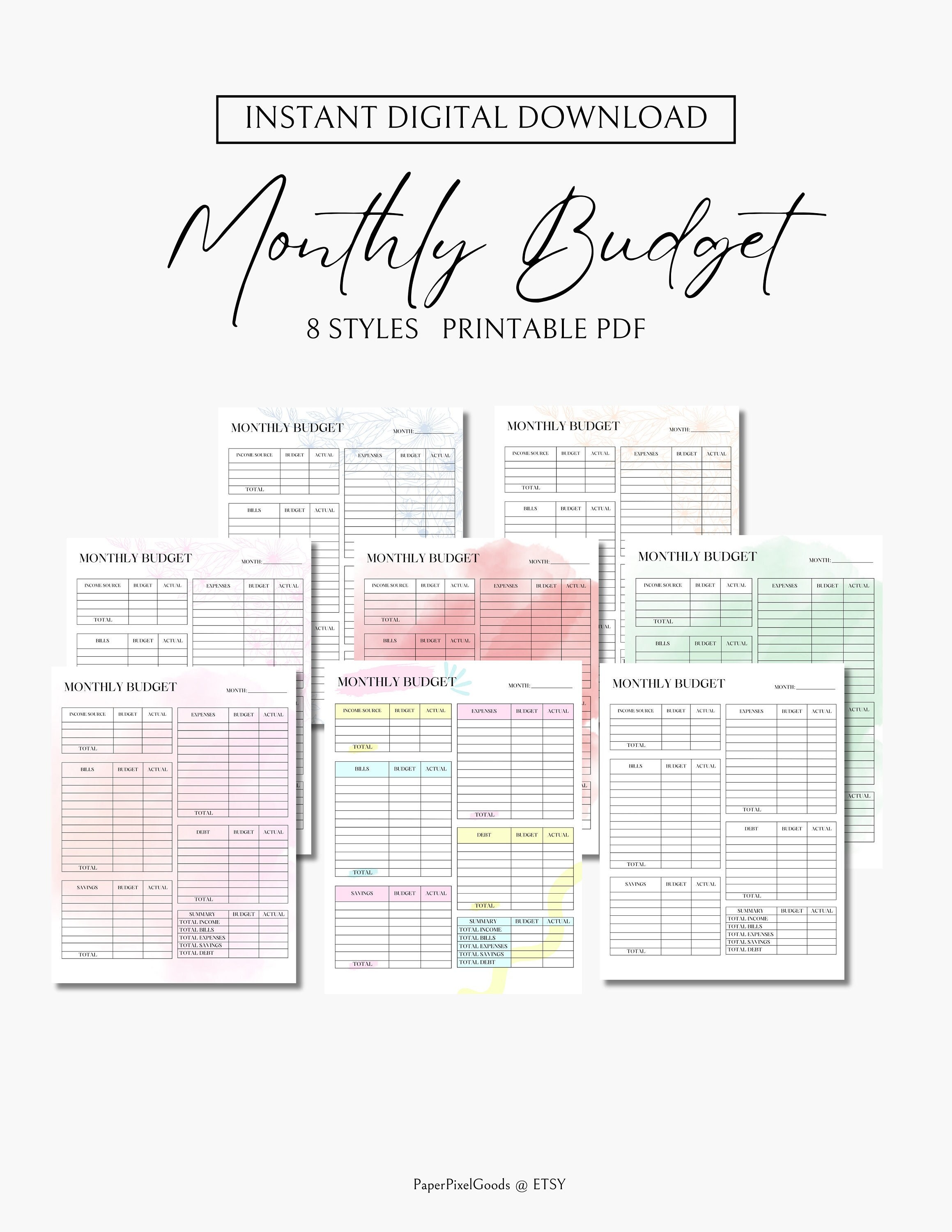 Monthly Budget Printables, Financial Planner Printables, Printables ...