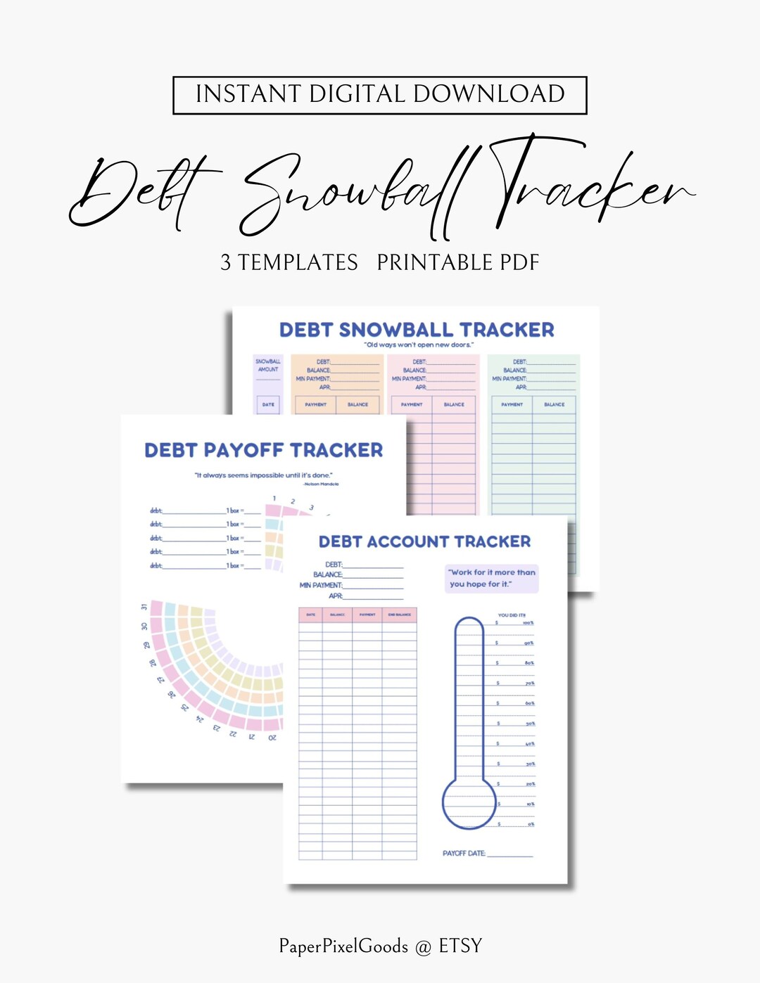 Debt Snowball Printables, Printable Financial Tracker, Payoff Tracker ...