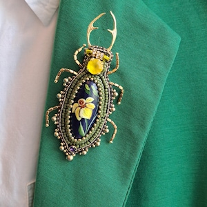 Stag beetle brooch , handmade