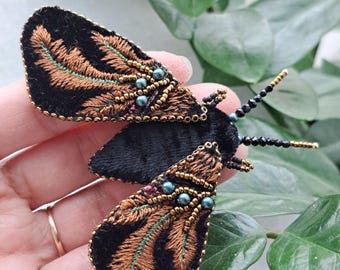 Velvet moth brooch, alien bugs collection, handmade