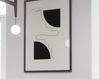 Black and White Geometric Poster : Cow Pattern Abstract Art Print (Digital Download)