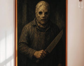 Horror Movie Character Wall Art,Masked Killer with Chainsaw Poster (Digital Download)