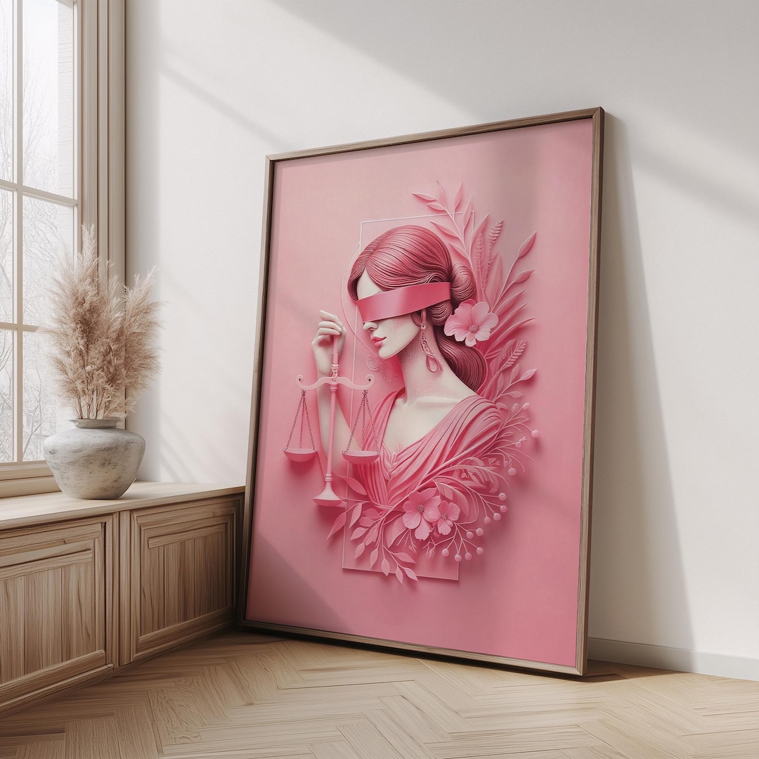 Pink Lady Justice Wall Art : Feminine Lawyer Office Decor (digital ...