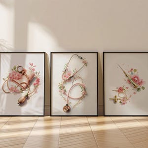 Nurse Office Decor,Set of 3: Stethoscope, Syringe, Monitor (Digital Download)