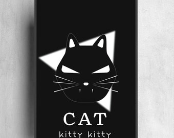 Black Cat Art Print: Modern Animal Wall Decor (Digital Download