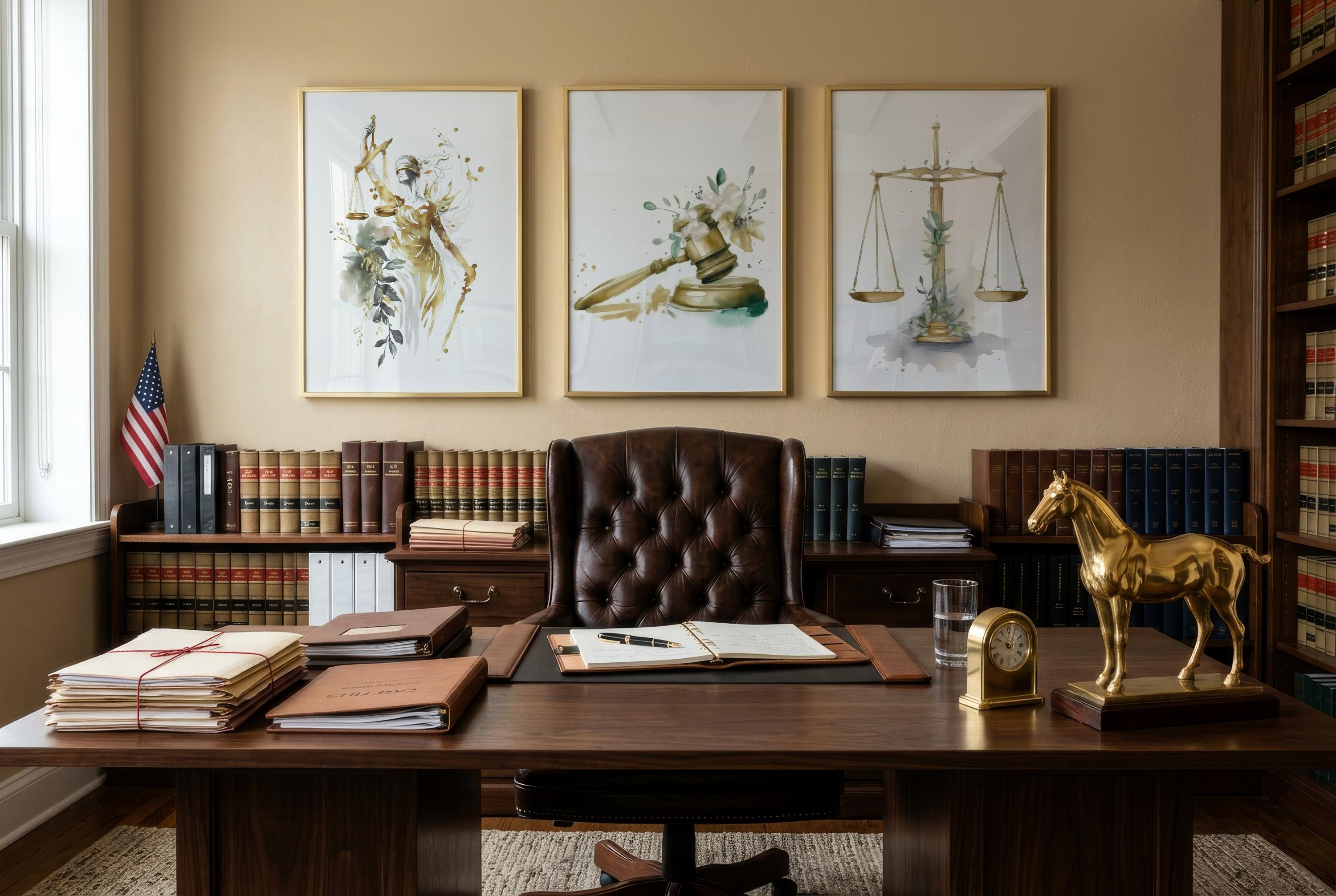 Lawyer Office Decor Set of 3 : Lady Justice, Gavel, Scales Prints ...