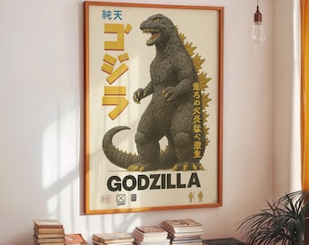 Dinosaur Wall Art : Japanese Movie Poster ,Retro Print (Digital Download)