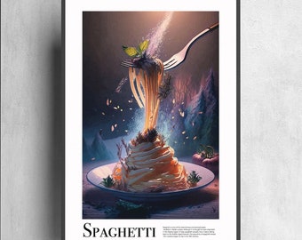 Spaghetti Art Print: Modern Kitchen Foodie Decor (Digital Download)