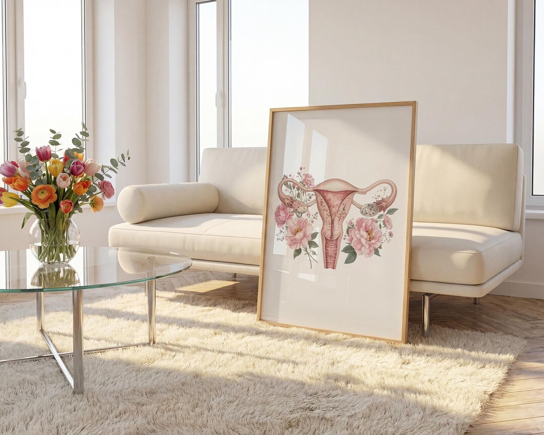 Pink Floral Uterus Poster : Obgyn Wall Art,female Reproductive System ...