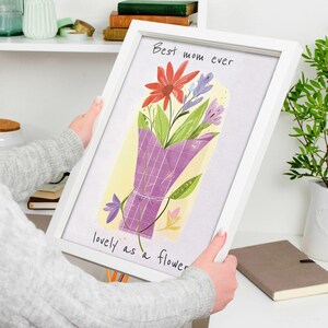 Mother&#39;s Day Print,Birth Month Flower Print,Digital Download,Best Mom Ever Lovely as a Flower,Flower Print,Mother&#39;s Day Gift