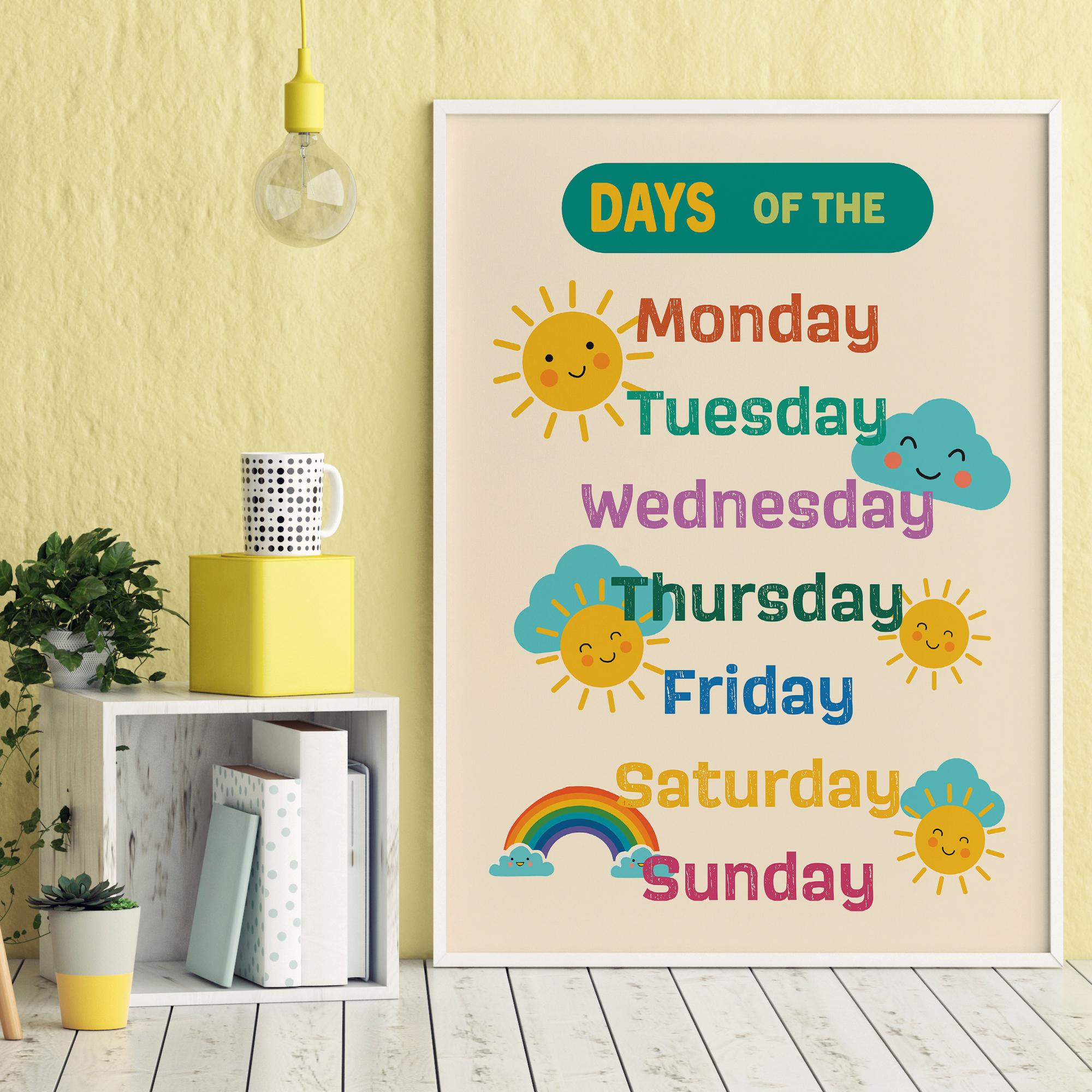 Days of the Week Poster: Boho Classroom & Nursery Decor (digital ...