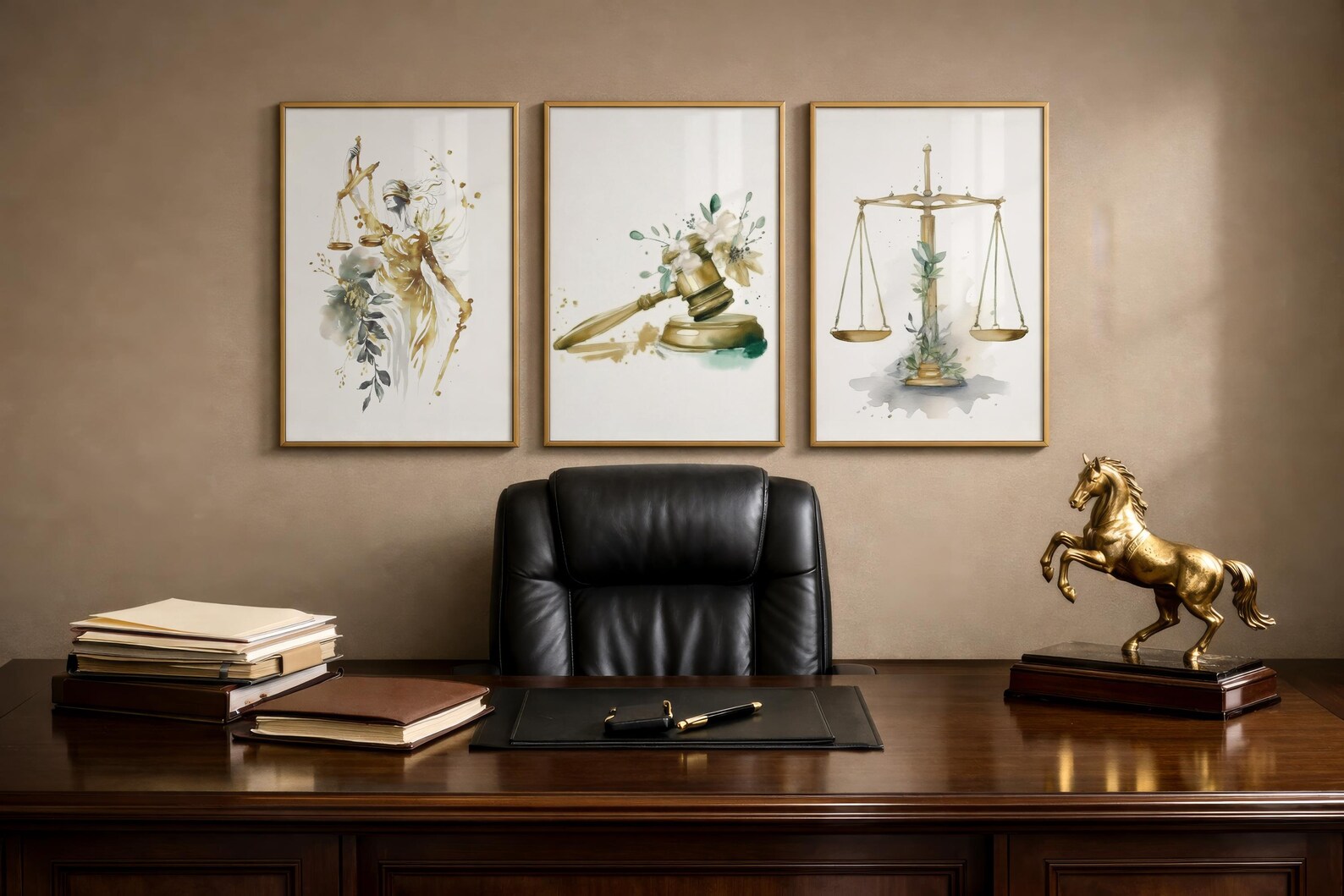 Lawyer Office Decor Set of 3 : Lady Justice, Gavel, Scales Prints ...