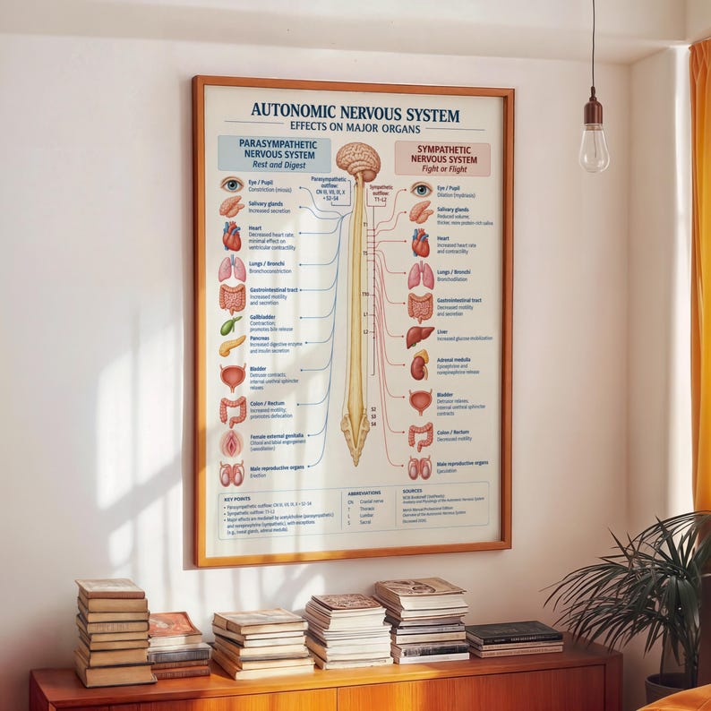 Parasympathetic Nervous System Poster : Educational Medical Chart ...