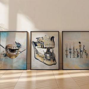 Dental Office Decor Set of 3 Poster, Digital Download,Dental Clinic Decor,Tooth Anatomy Art,Dentist Gift,Implant,Teeth,Jawbone Print