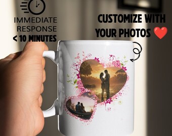 custom couple photos mug, personalized mug, gift for husband, wife gift, girlfriend gift, boyfriend gift, love gift, custom mug, coffee mug