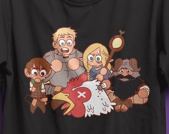 Dungeon Meshi T-Shirt, Delicious in Dungeon Senshi Marcille Chilchuck Laios, Dungeon Meshi Anime, Delicious in Dungeon T-Shirt, Dungeon Meshi