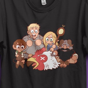 dungeon meshi tshirt, delicious in dungeon senshi marcille chilchuck laios, dungeon meshi anime, delicious in dungeon tshirt, dungeon meshi