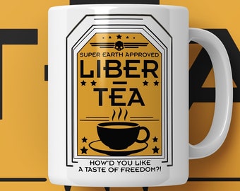 Tasse Liber Tea Helldivers 2, tasse helldivers, tasse helldivers, helldivers 2, tasse à café helldivers, cadeau helldivers