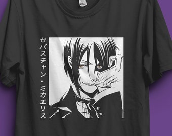 Kuroshitsuji, chemise de majordome noire, anime de majordome noir, Kuroshitsuji 207, Sebastian Michaelis, majordome noir des pompes funèbres, chemise anime