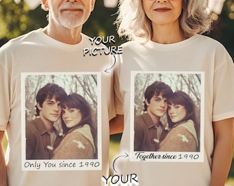 vintage polaroid custom photo t-shirt, custom photo t-shirt, girlfriend gift, couple gift, Valentine's Day, custom picture t-shirt, polaroid