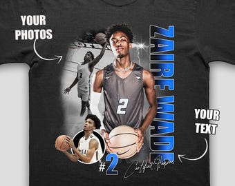 Personalisiertes Basketball T-Shirt, Personalisiertes Spielershirt, Personalisiertes Fußballshirt, Bootleg-Spielershirt, Teamname, Schulname, personalisiertes Basketballshirt