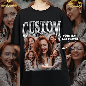 T-shirt de rap bootleg avec images personnalisées, obtenez votre t-shirt de rap personnalisé, t-shirt photo personnalisé, t-shirt bootleg, bootleg personnalisé, cadeau d'anniversaire