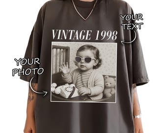 Personalisiertes 30. Geburtstagsshirt, Personalisiertes Foto Unisex Comfort Colors Geburtstagsshirt, 30. Geburtstagsgeschenk, 40. Geburtstagsgeschenk, Vintage 1995