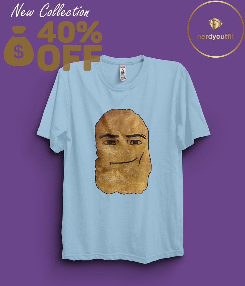 chicken nugget roblox man face meme funny shirt, roblox man face meme tshirt, a ram sam sam meme, chicken nuggets meme tshirt, meme shirt Light Blue