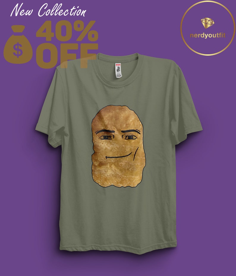 chicken nugget roblox man face meme funny shirt, roblox man face meme tshirt, a ram sam sam meme, chicken nuggets meme tshirt, meme shirt Military Green