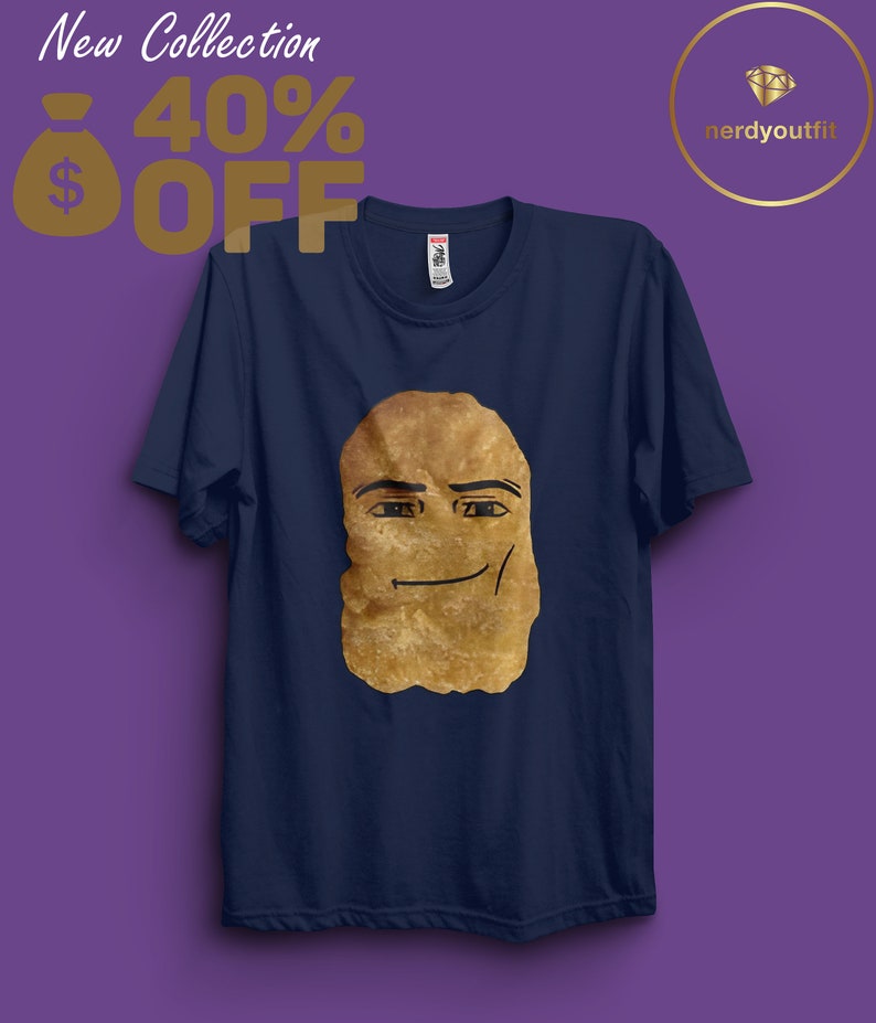 chicken nugget roblox man face meme funny shirt, roblox man face meme tshirt, a ram sam sam meme, chicken nuggets meme tshirt, meme shirt Navy