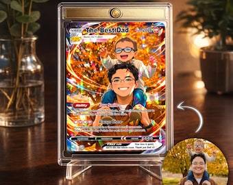 Dad Custom Pokemon Card VMAX, Personalized Pokemon Fathers Day Gift, VMAX Pokemon Custom Photo Pokemon Card, Pokemon trading card game Dad
