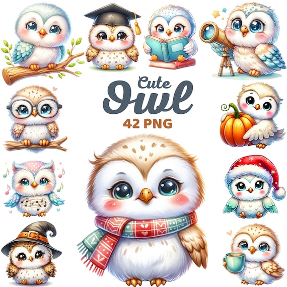 Cute Owl Clipart, Woodland Bird Png, Adorable Owl Nursery, Woodland Animal, Kids Birthday Theme Party Baby Shower Png