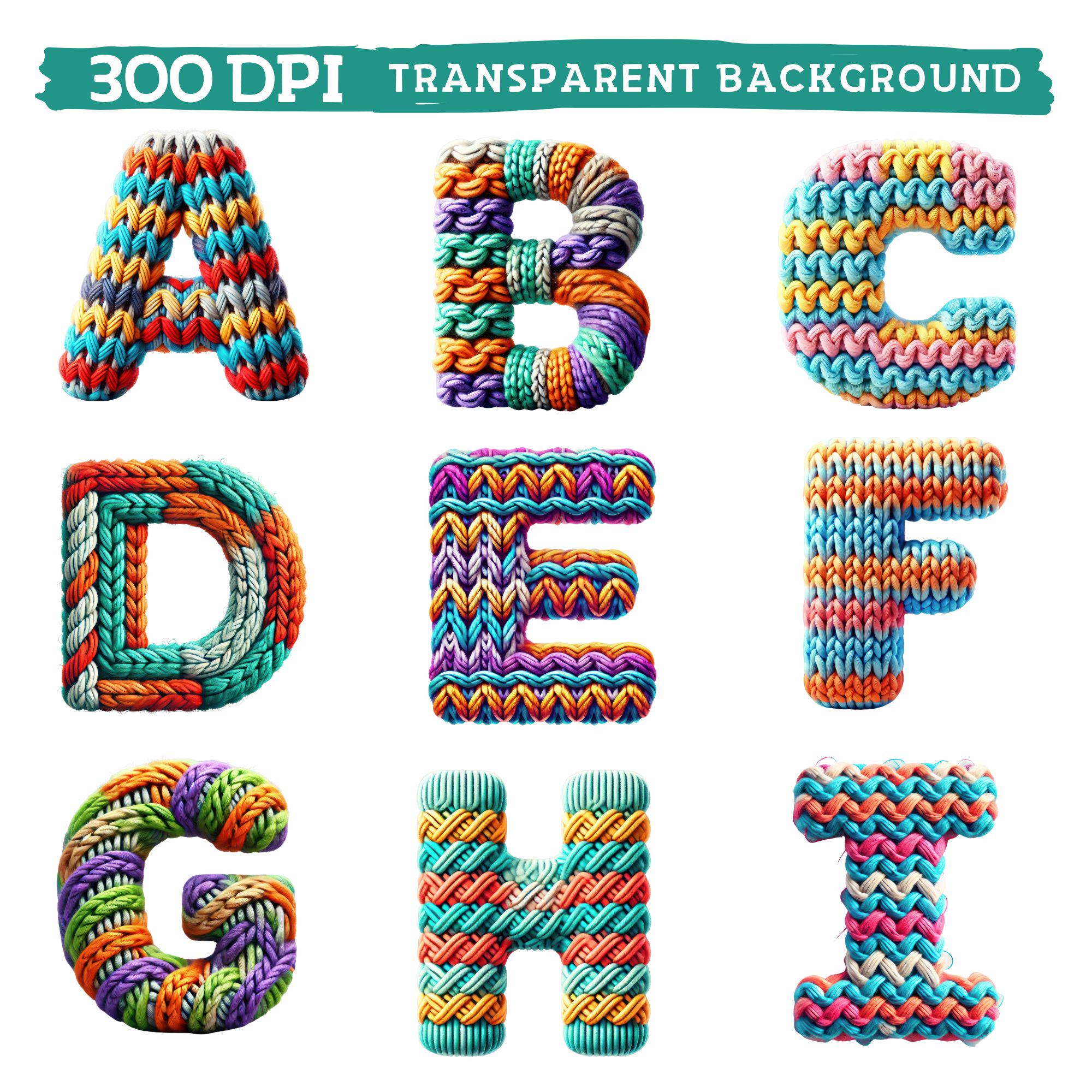 Yarn Letter R Knitted Alphabet Clipart, Cozy Yarn Letters & Numbers, Colorful Knitted ...