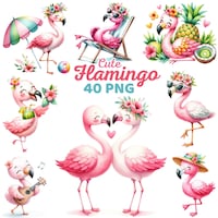 Clipart Pink Flamingo, Beautiful, Watercolor, 3 Hi-res JPEG - Etsy