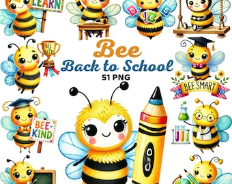 Bij terug naar school clipart, aquarel schattige leraren kinderen, klasdecor, kleuterschool, pre-k, onderwijs, leerbundel png