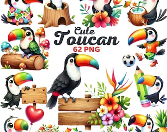 Lindo tucán, pájaro tropical de acuarela, decoración de guardería con animales de la selva, fiesta infantil de verano, tucán colorido de la selva tropical (PPT)