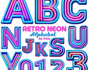 Peut inclure: Un ensemble de lettres et de chiffres de l'alphabet néon en rose et bleu. Les lettres sont A, B, C, N, J, K, S, U, Y, 0, 1, 2 et 3. Les lettres sont soulignées en bleu et remplies de rose. Les chiffres sont soulignés en bleu et remplis de rose. Les lettres et les chiffres sont tous dans un style rétro.