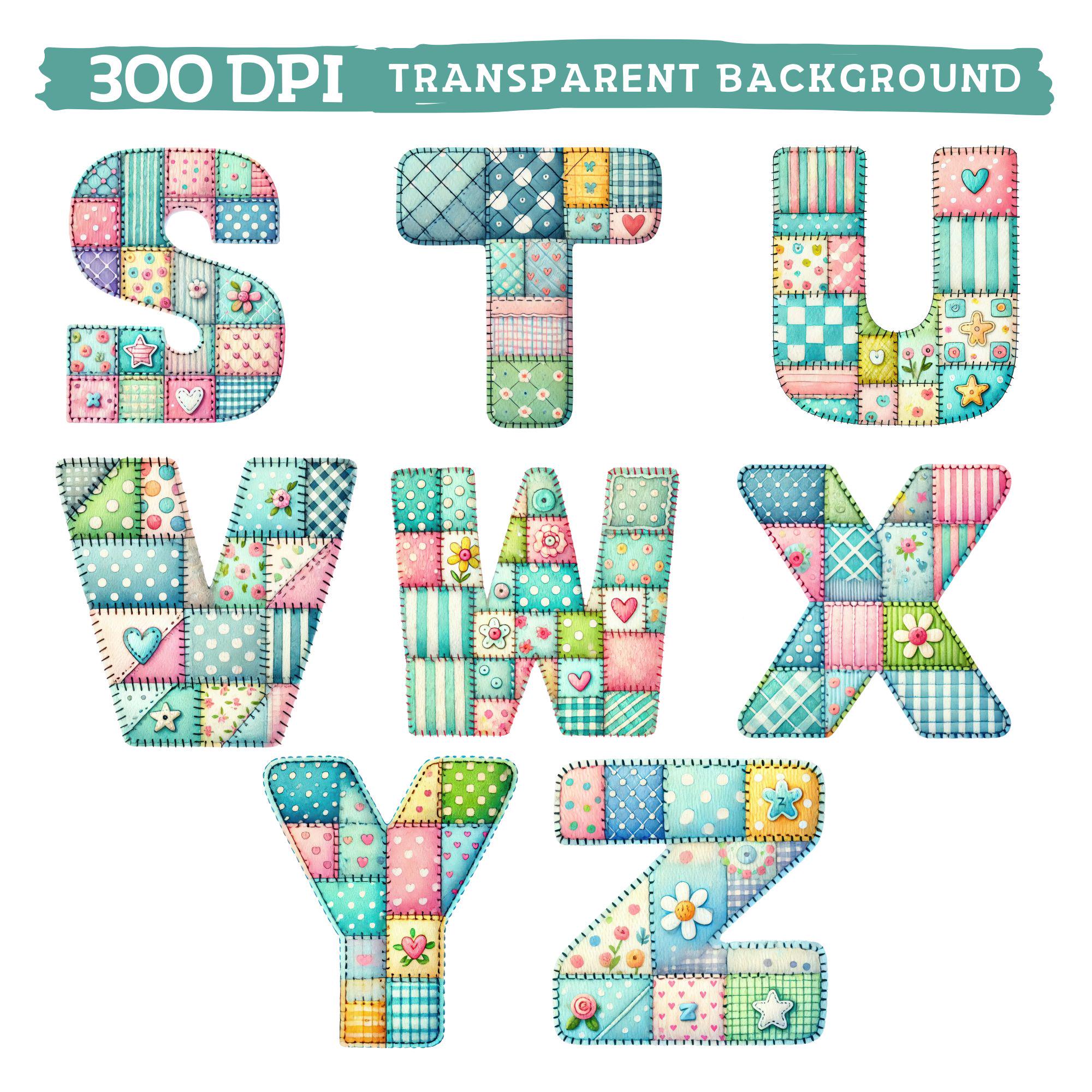 Patchwork Alphabetclipart, Colorful Quilted Letters Numbers Baby Shower ...