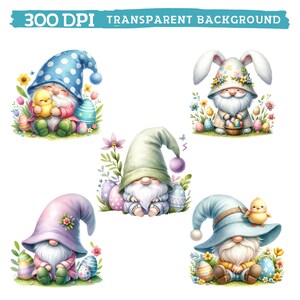 Watercolor Easter Gnome Clipart, Gnome Spring Flower Sublimation ...