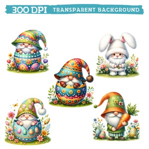 Watercolor Easter Gnome Clipart, Gnome Spring Flower Sublimation ...