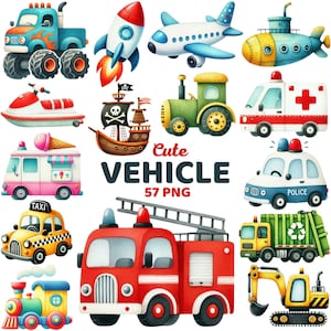 Schattig voertuig clipart, aquarel auto, bouw, vrachtwagen, vliegtuig sublimatie, jongens kamer decor kinderkamer, kinderen leren vervoer png