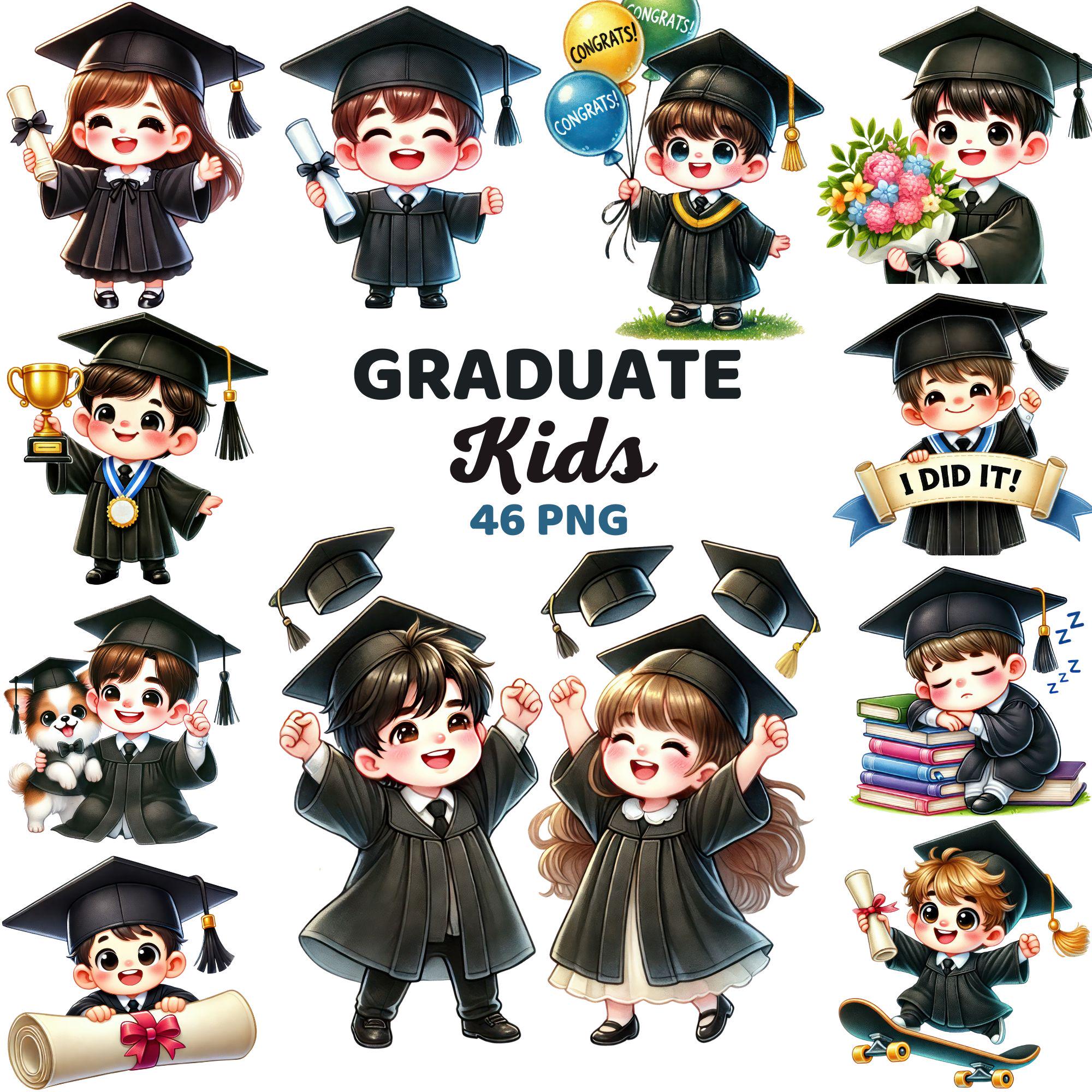 Clipart de niños graduados, acuarela, preescolar, jardín de infantes,  graduación, niño y niña, niños académicos, celebración de graduación de  diploma de estudiante, PNG - Etsy México, image size:2000x2000