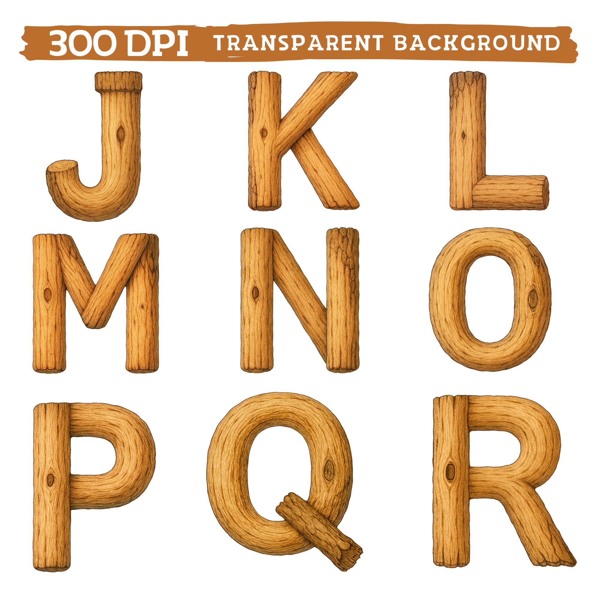 Wooden Alphabet Clipart, Rustic Letters, Nature Forest Lumberjack ...