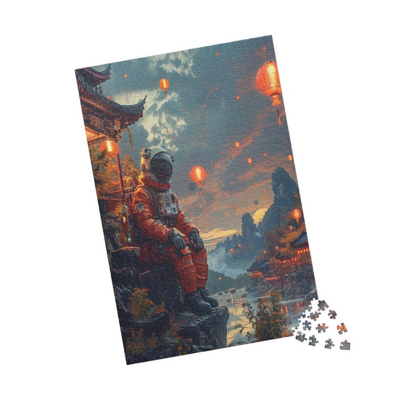 Astronaut Contemplation Jigsaw Puzzle: Sci-Fi Eastern Landscape image 8